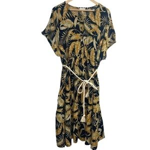 Wonderly Women’s dress Leaf‎ Print rope Belt Size 2x NEW NWT fall look ootd